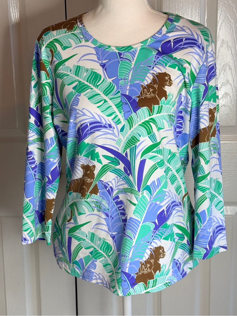 J.McLaughlin Large Catalina Cloth Everglades Top Panther Tropical EUC